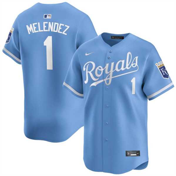 Men%27s Kansas City Royals #1 MJ Melendez Light Blue Alternate Limited Stitched Baseball Jersey Dzhi